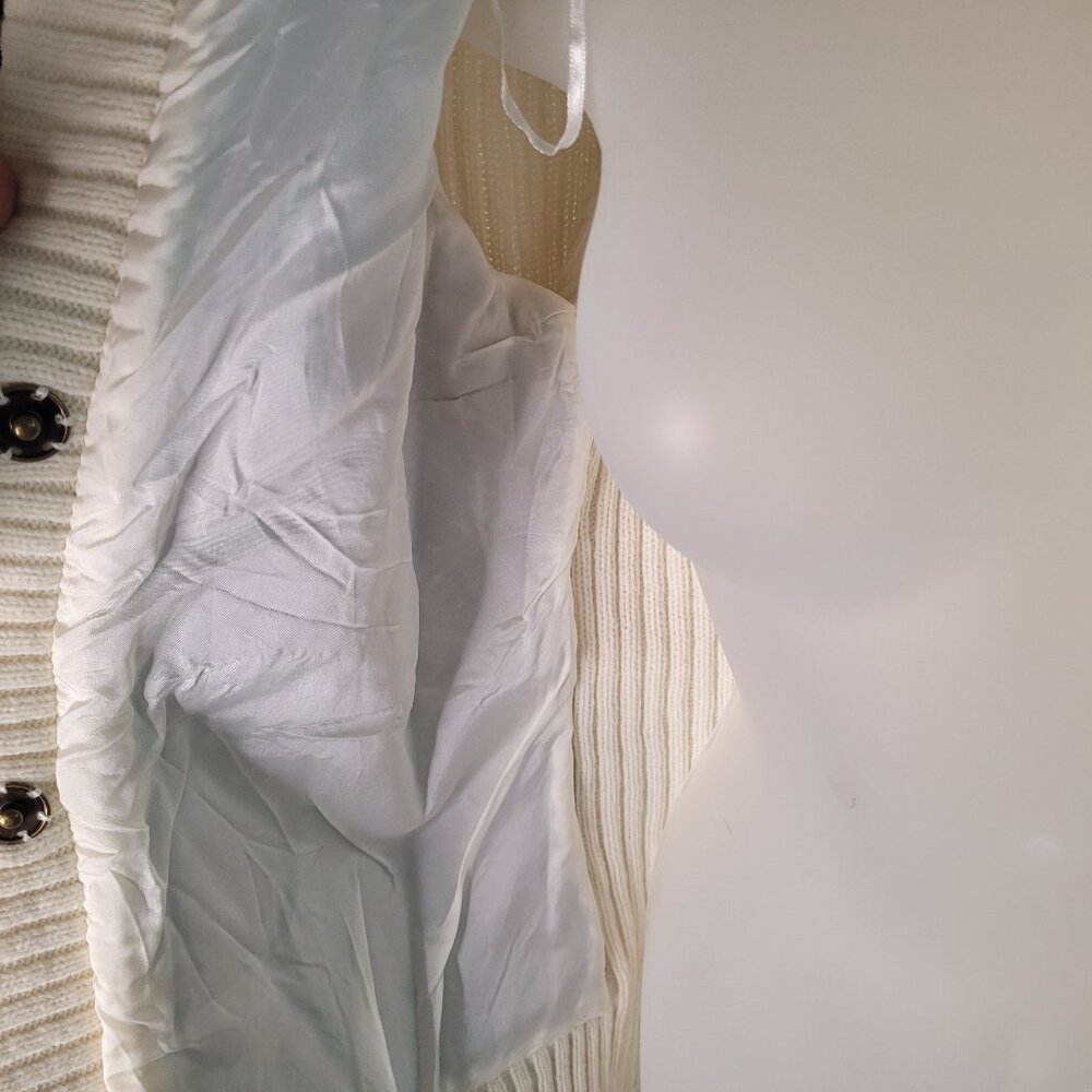 Michael Kors Fur Sweater Jacket Faux fur Cream Brown Button Up Lined Sz M - Picture 8 of 8